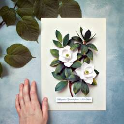 White Magnolia Flowers Botanical Illustration Wall Art - Green Decor Mother's Day Gift Paper Wedding Anniversary For Her - thumbnail 1