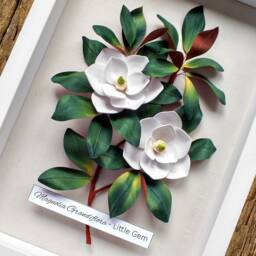 White Magnolia Flowers Botanical Illustration Wall Art - Green Decor Mother's Day Gift Paper Wedding Anniversary For Her - thumbnail 2