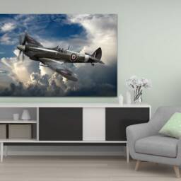 Supermarine Spitfire, British Aircraft During World War 2 , Wall Hangings, Wall Art, Canvas Print Art Framed - thumbnail 2