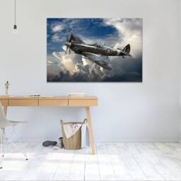 Supermarine Spitfire, British Aircraft During World War 2 , Wall Hangings, Wall Art, Canvas Print Art Framed - thumbnail 3