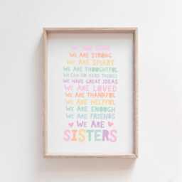Girls Bedroom Decor, Sister Prints, Affirmations, Wall Art, Big Sis Lil Sis, Motivational Loved - thumbnail 2