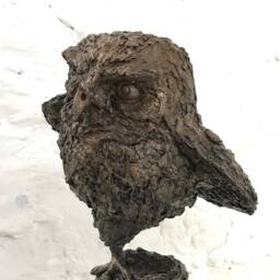 Owl Sculpture - Dodgy Landing Bronze Resin By Christine Baxter - thumbnail 2