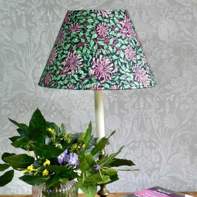 Handmade William Morris Floral Lampshade Pink & Jade Green Tapered Shade - image 1