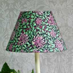 Handmade William Morris Floral Lampshade Pink & Jade Green Tapered Shade - thumbnail 2
