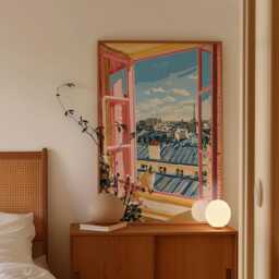 Paris Window View Poster, Cat Print, Cityscape Wall Art - thumbnail 2