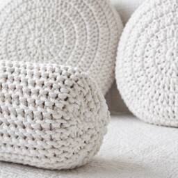 Chunky Knit Neck Roll Pillow Ecru Knitted Bolster Cushion - thumbnail 3