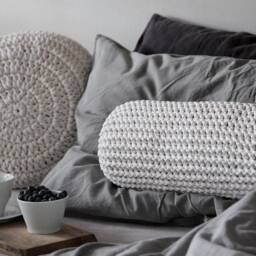 Chunky Knit Neck Roll Pillow Ecru Knitted Bolster Cushion - thumbnail 2