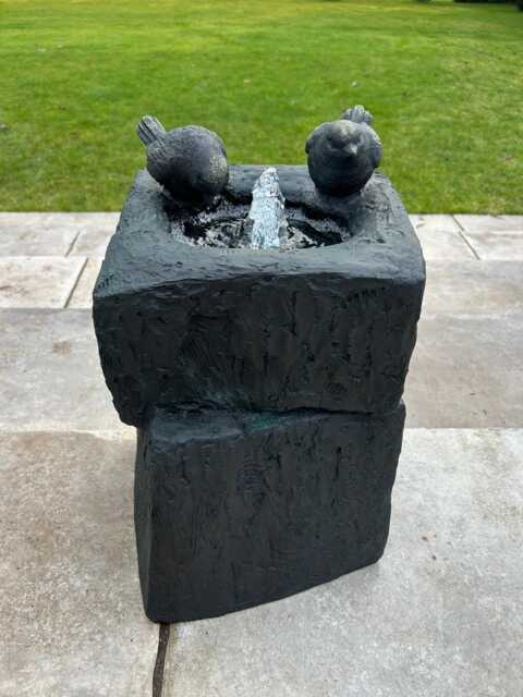 Black Two Birds Water Feature With Light Garden Gift Outdoor Decor Decoration - image 1