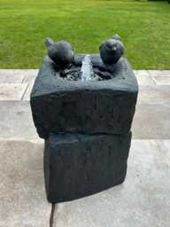 Black Two Birds Water Feature With Light Garden Gift Outdoor Decor Decoration