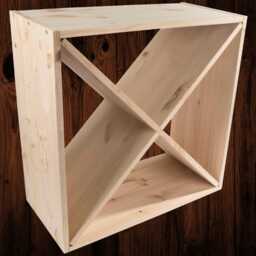 Square Wooden 24 Bottle Wine Rack - 52 X 25 cm Floor Standing Cabinet Display Cellar Storage Cube Holder- Unpainted & Untreated Pine - thumbnail 3
