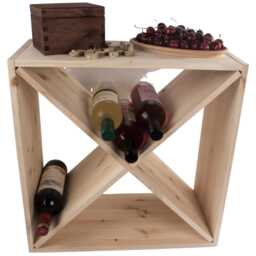 Square Wooden 24 Bottle Wine Rack - 52 X 25 cm Floor Standing Cabinet Display Cellar Storage Cube Holder- Unpainted & Untreated Pine - thumbnail 4
