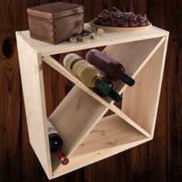Square Wooden 24 Bottle Wine Rack - 52 X 25 cm Floor Standing Cabinet Display Cellar Storage Cube Holder- Unpainted & Untreated Pine