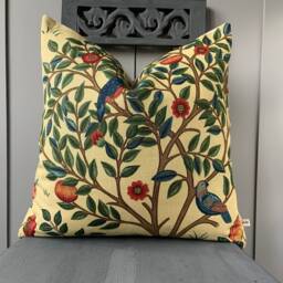 William Morris Fabric Cushion Cover Designer Kelmscott Tree Linen Red Pillow - thumbnail 2