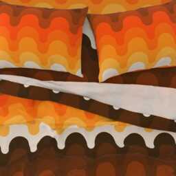 Retro Abstract Sheets - Golden Orange 1970S By Circa78Designs Vintage Seventies Bold Waves Cotton Sateen Sheet Set Bedding Spoonflower - thumbnail 3