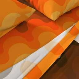 Retro Abstract Sheets - Golden Orange 1970S By Circa78Designs Vintage Seventies Bold Waves Cotton Sateen Sheet Set Bedding Spoonflower - thumbnail 2