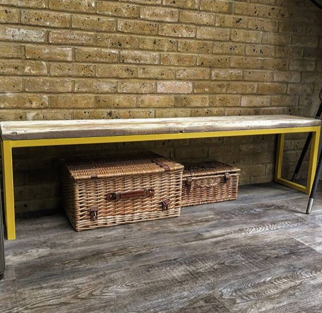 Scaffold Board Bench With Industrial Steel Frame/Bistro Cafe Bar Dinning Table - image 1