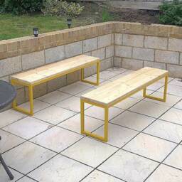 Scaffold Board Bench With Industrial Steel Frame/Bistro Cafe Bar Dinning Table - thumbnail 3