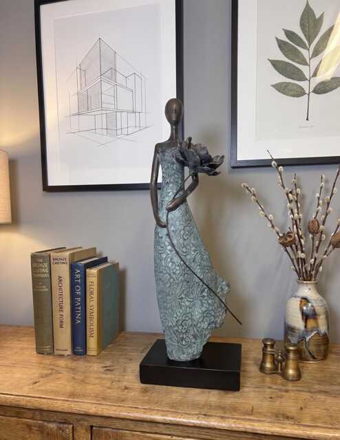 Elegant Woman Figurine, Contemporary Home Decor, Stylish Detailed Ornament - Flower Front - image 1