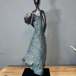 Elegant Woman Figurine, Contemporary Home Decor, Stylish Detailed Ornament - Flower Front - thumbnail 3