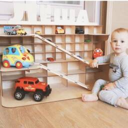 Toddler Boy Birthday Gift Toy Montessori Custom Name Personalised Car Storage Garage Track Ramp Waldorf Play House 2 6 5 4 3 Year Old - thumbnail 4