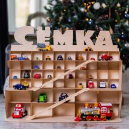 Toddler Boy Birthday Gift Toy Montessori Custom Name Personalised Car Storage Garage Track Ramp Waldorf Play House 2 6 5 4 3 Year Old - thumbnail 2