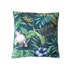Double Sided Rainforest Animals Linen Throw Pillow Cover Lagoon Teal Toucan - thumbnail 3