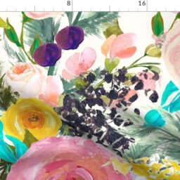 Watercolor Floral Curtain Panel - Botanical Spring Nursery Roses Foliage Custom Autumn Blooms Giant Bright By Theartwerks - thumbnail 4