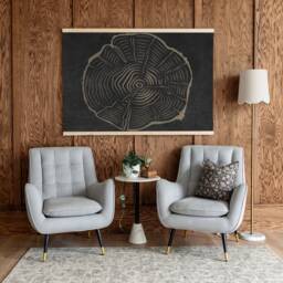 Tree Ring Art Large Modern Cotton Canvas Wall Hanging - 491 - thumbnail 2