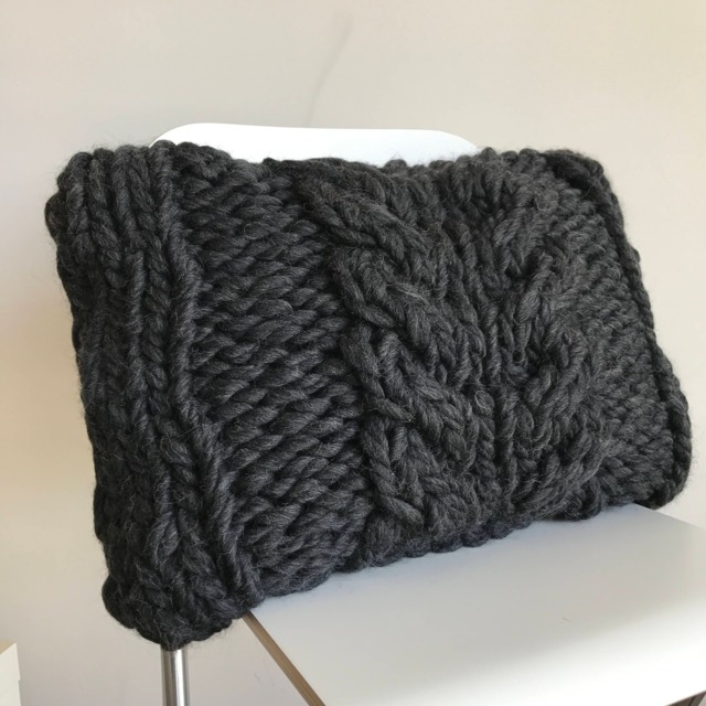 Giant Wool Cushion Case, Yarn Pillow Extreme Knit Cushion, Merino Gray Gift For Boyfriend - image 1