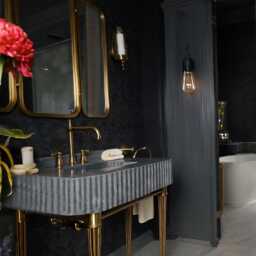 Fluted Black Marble Wall-Mounted Sink Luxury Bathroom Vanity - 36x16x7'' M1M029 - thumbnail 3