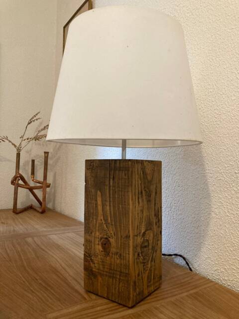 Table Lamp Base, Reclaimed Wood, Handmade, Rustic Style - image 1