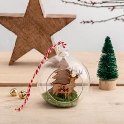 Personalised Cherry Wood Stag Christmas Bauble - thumbnail 2