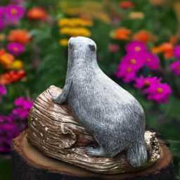 Family Badger Statue Stone Woodland Animal Sculpture Cement Forest Decoration Outdoor Mother Figurine Garden Wildlife Ornament - thumbnail 4