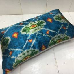 Handwoven Silk Ikat Pillow Cover, Turkish Decor 12x20 - thumbnail 4