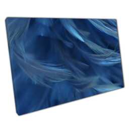 Macro Blue Bird Feather Canvas Wall Art Print For Soft Color Home Office Decor - thumbnail 1