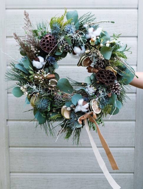 Eucalyptus/Cotton Limited Edition Luxury Festive Christmas Wreath - Preorder - image 1