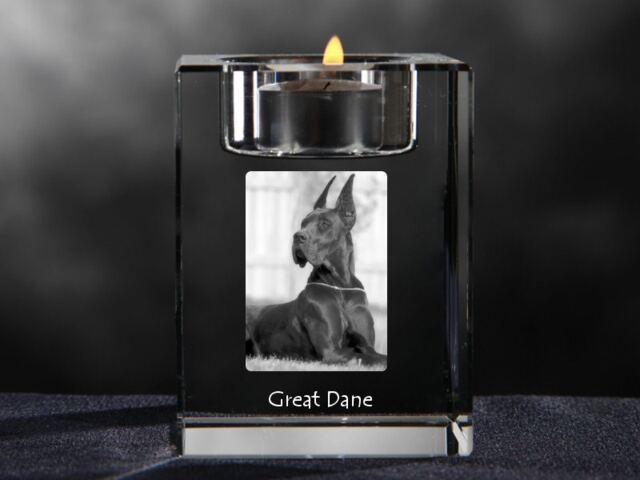 Great Dane 2, Crystal Candlestick With Dog, Souvenir, Decoration, Limited Edition, Collection - image 1