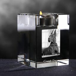 Great Dane 2, Crystal Candlestick With Dog, Souvenir, Decoration, Limited Edition, Collection - thumbnail 2