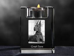 Great Dane 2, Crystal Candlestick With Dog, Souvenir, Decoration, Limited Edition, Collection - thumbnail 1