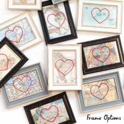 South Carolina Heart Map - Custom Gift Anniversary For Him Framed Wedding Vintage Print With Hand-Embroidered - thumbnail 3