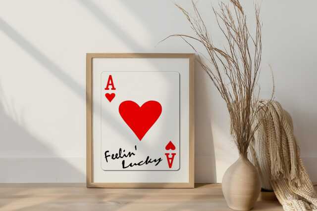 Ace Of Hearts Art Print, Retro Playing Card Poster, Modern Wall Decor - image 1