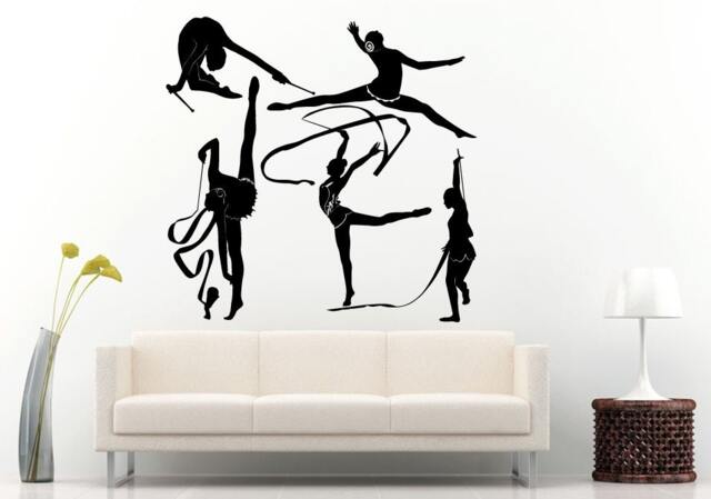 A Set Of Rhythmic Gymnastics Gymnast Girls Females Silhouette Wall Decal Vinyl Sticker Mural Room Decor L786 - image 1