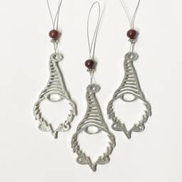 Hanging Gnome/Gonk - Set Of 3 Decoration, Quirky Christmas Pewter Handmade Uk, Decoration - thumbnail 1