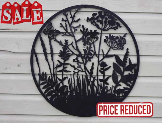 Wild Meadow Wall Art Countryside Flowers, Butterfly & Bee - 60cm - image 1