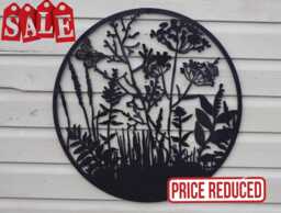 Wild Meadow Wall Art Countryside Flowers, Butterfly & Bee - 60cm - thumbnail 1