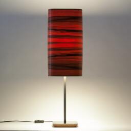 Bedside Table Lamp, Tineo Wood Veneer Linear Design Light, Handmade Desk Light Fixture, Minimalist Modern Farmhouse Lighting - thumbnail 3