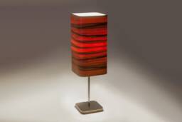 Bedside Table Lamp, Tineo Wood Veneer Linear Design Light, Handmade Desk Light Fixture, Minimalist Modern Farmhouse Lighting