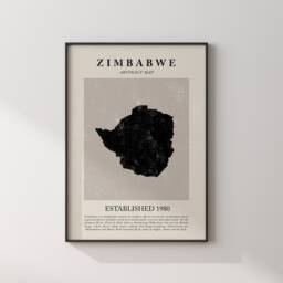 Abstract Zimbabwe Map Vintage Wall Art Print Picasso + Matisse Inspired Travel Poster - thumbnail 2