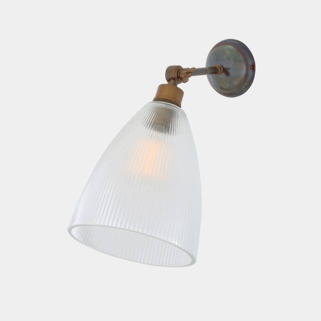Prismatic Glass Wall Sconce - Vintage Brass Railway Light 8 - image 1