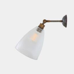 Prismatic Glass Wall Sconce - Vintage Brass Railway Light 8 - thumbnail 2